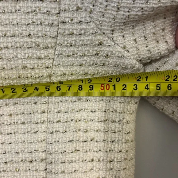 J. CREW Metallic Tweed Lady Jacket Blazer Cream Size 12 Tall - Picture 14 of 14